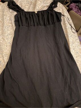 SO Black Sleeveless Mini Dress with Ruched Bodice